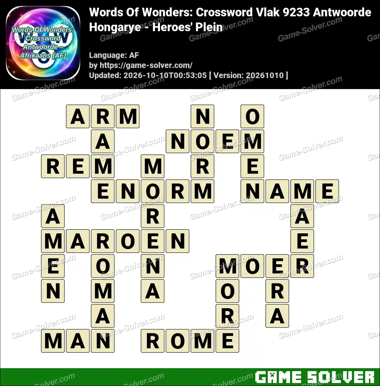Words Of Wonders: Crossword Vlak 9233 Antwoorde – Hongarye – Heroes’ Plein